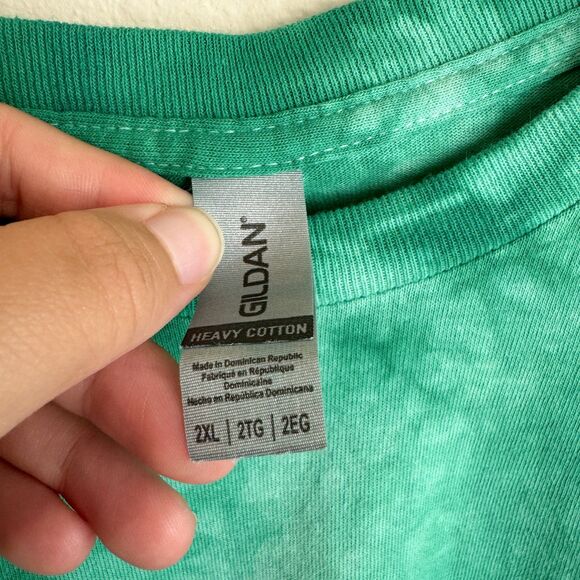 New Green Tie Dye Short Sleeve T Shirt Size 2XL Crewneck Casual Comfy Gildan Tee - Picture 6 of 7